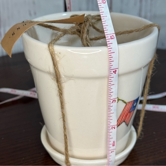 RAE DUNN 4th of July 2 piece set ceramic planter 4.5”x5” new - Picture 5 of 7